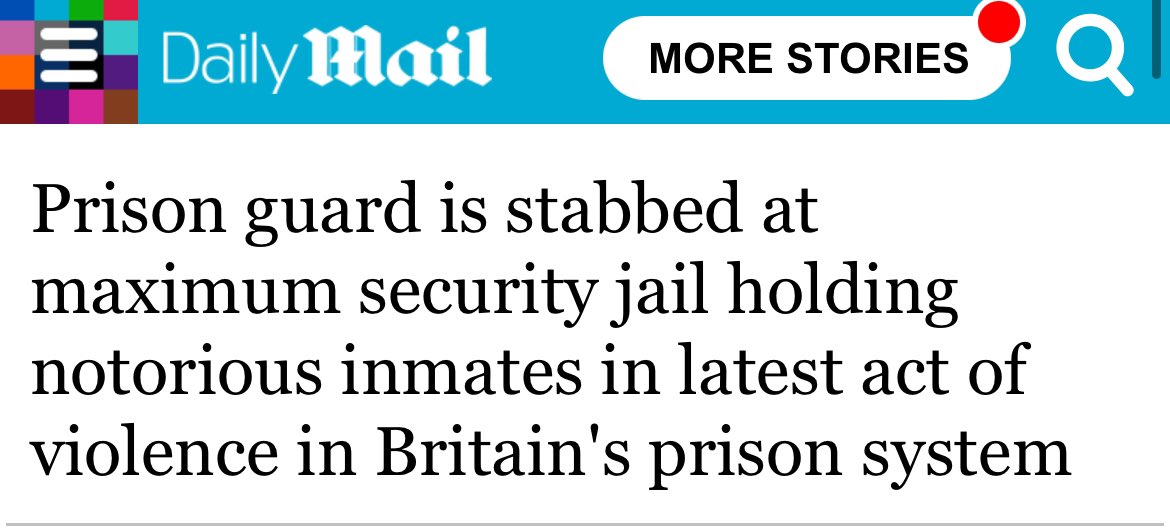 🇬🇧 Prison officer at Long Lartin prison has been STABBED by inmate, by a flick knife brought into the prison via drone.