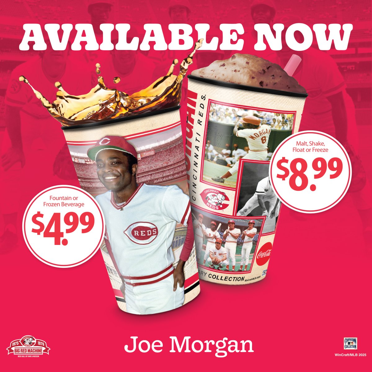 Celebrate one of baseball’s all-time legends with the 50th Anniversary Big Red Machine Collector’s Cup featuring none other than Joe Morgan – the heart and soul of the iconic Cincinnati Reds dynasty! #UDFRedsCups #JoeMorgan #BigRedMachine #CincinnatiReds