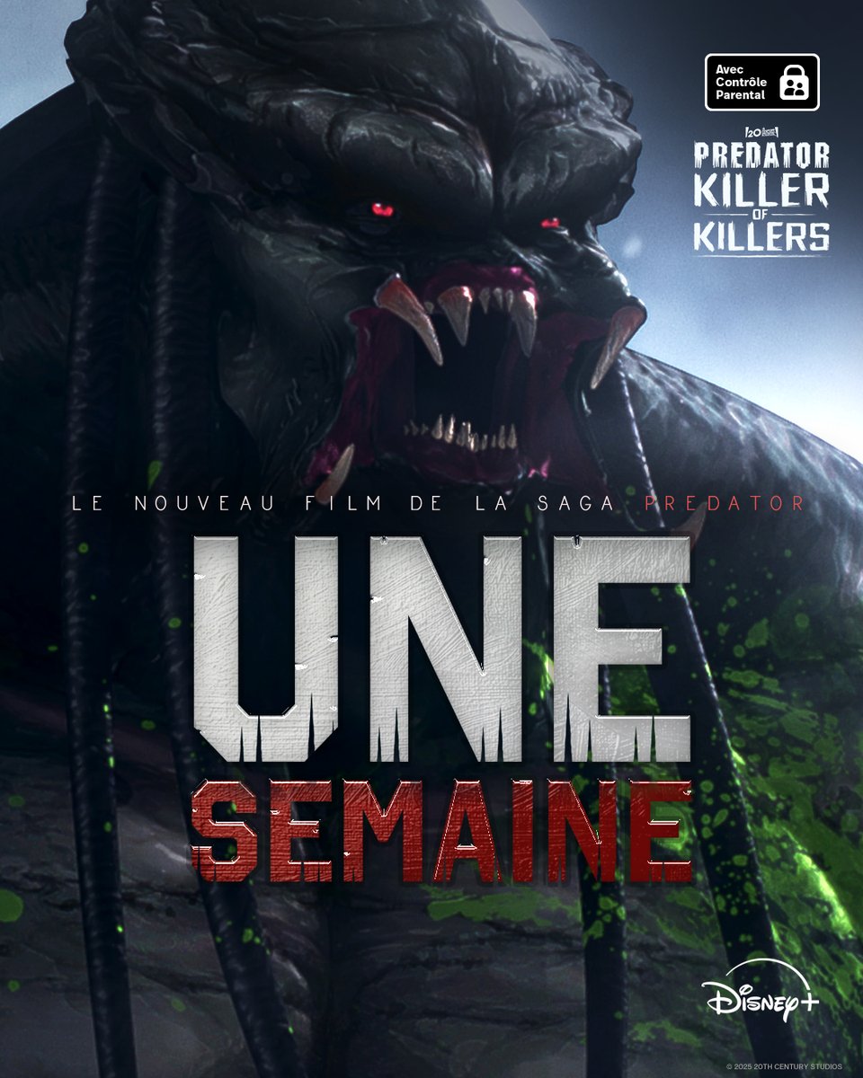 20th Century Studios FR (@20thcenturyfr) on Twitter photo La chasse commence bientôt.
#Predator : Killer of Killers arrive dans une semaine sur <a href="/DisneyPlusFR/">Disney+ FR</a>. La chasse commence bientôt.
#Predator : Killer of Killers arrive dans une semaine sur <a href="/DisneyPlusFR/">Disney+ FR</a>.