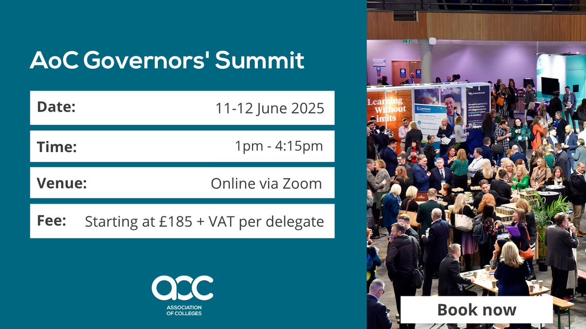 Association of Colleges (AoC) (@aoc_info) on Twitter photo Join us at AoC Governors Summit to hear from Lucy McLeod, CEO of <a href="/EKC__Group/">East Kent Colleges Group</a>, on how they built a sustainable education programme in partnership with a local prison.
Book your place now: aoc.co.uk/events-trainin… Join us at AoC Governors Summit to hear from Lucy McLeod, CEO of <a href="/EKC__Group/">East Kent Colleges Group</a>, on how they built a sustainable education programme in partnership with a local prison.
Book your place now: aoc.co.uk/events-trainin…