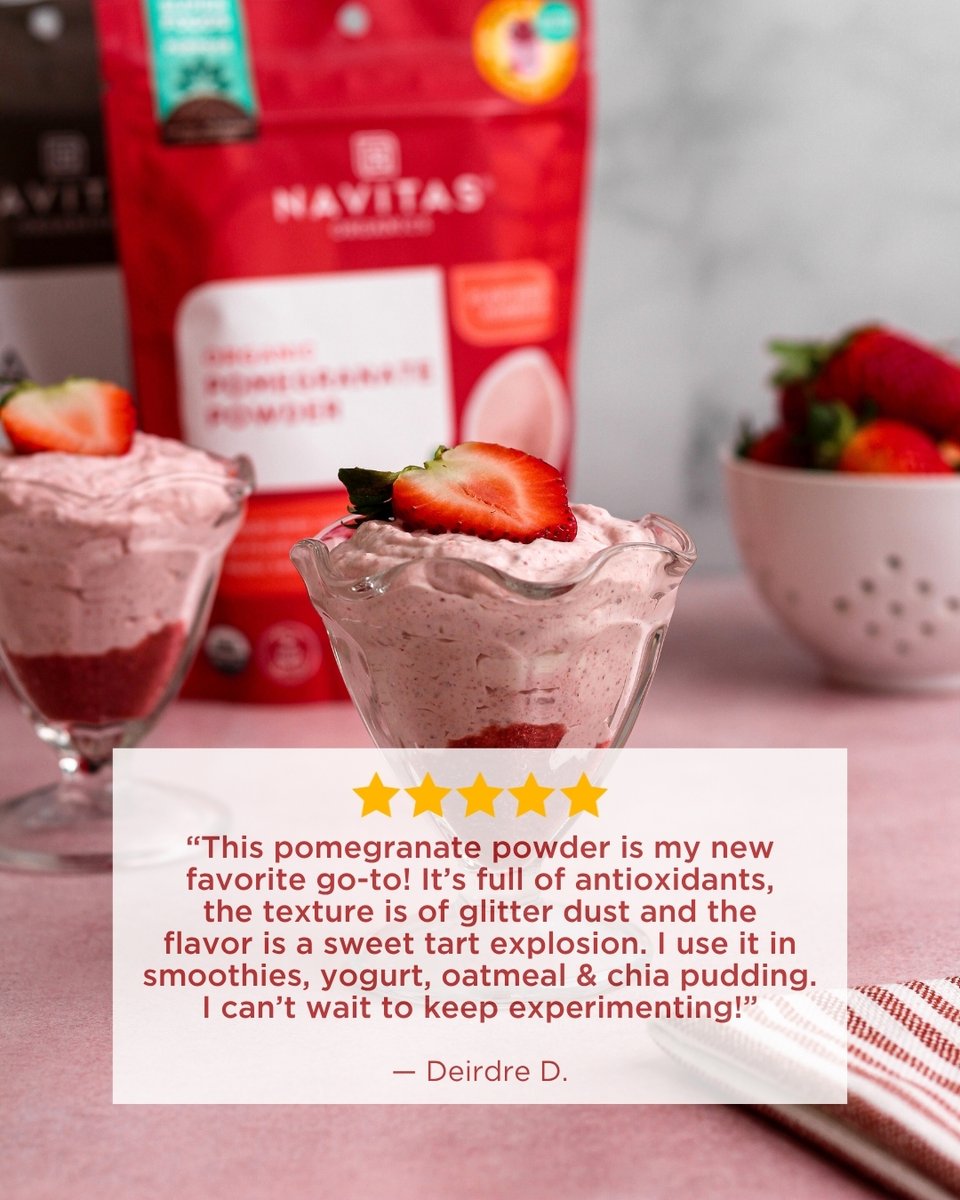 Pretty-in-pink and packed with power! 💗 Our #organic #Pomegranate Powder isn’t just a #superfood—it’s a whole #vibe. From glittery texture to sweet-tart #flavor, it’s the kind of #ingredient that makes you actually #excited to open the bag. 👏 Drop your fave way to use it! ⬇️