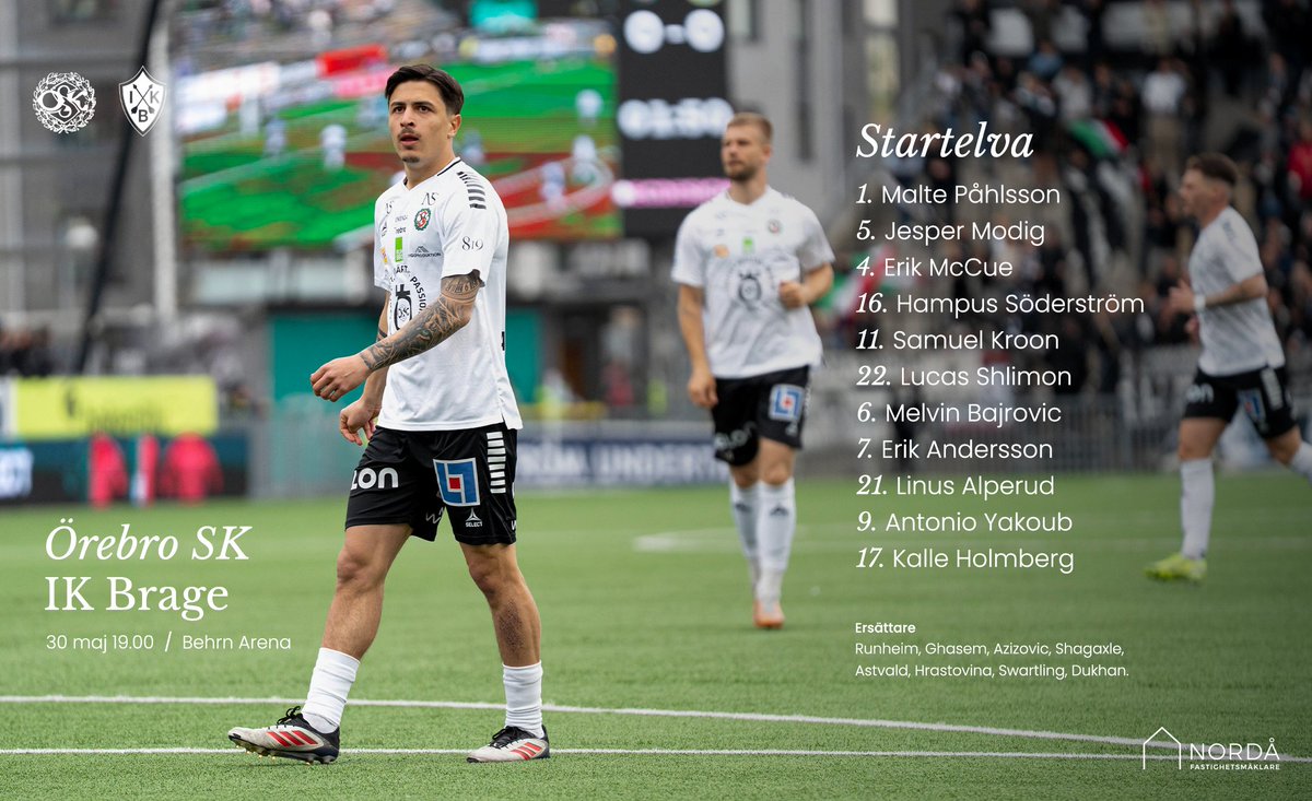 👊 Kvällens svartvita startelva!

En av ersättarna stryks vid matchstart.

#framåtörebro