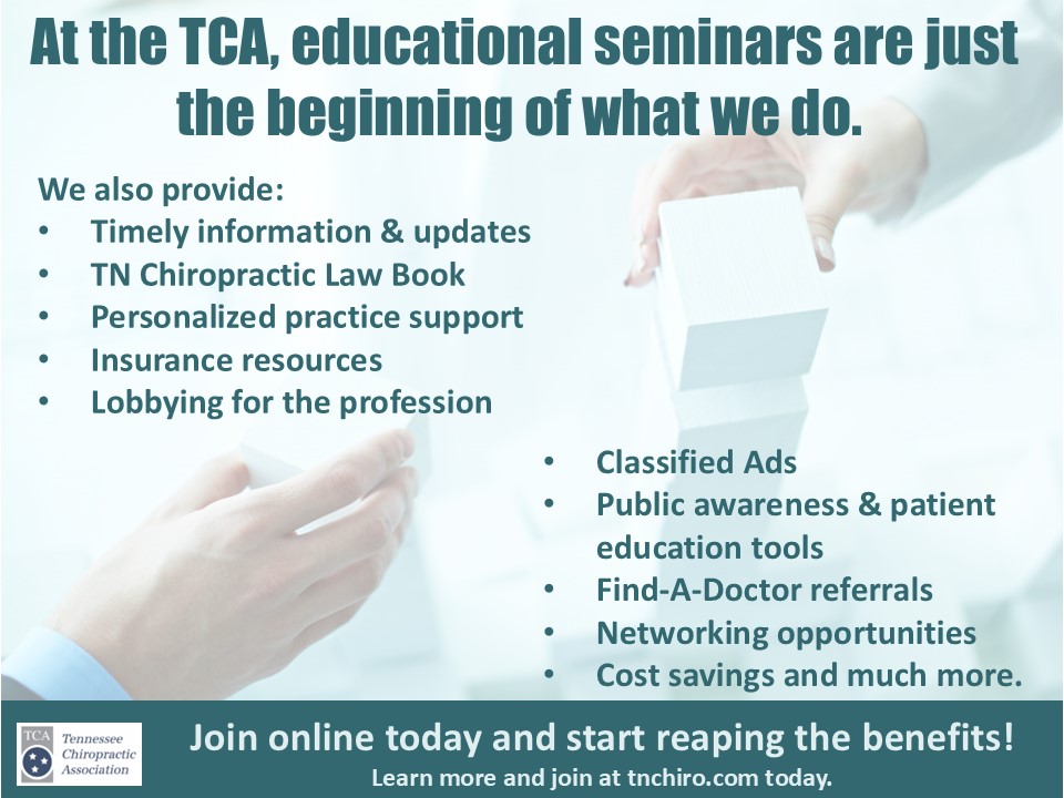 What does your TCA membership do for you? 📋 More than you think! From legislative advocacy to exclusive CE discounts, clinical resources, public awareness tools &amp; more — your association works year-round to support YOU.

👀 Check out the infographic for the full list! #TNChiro