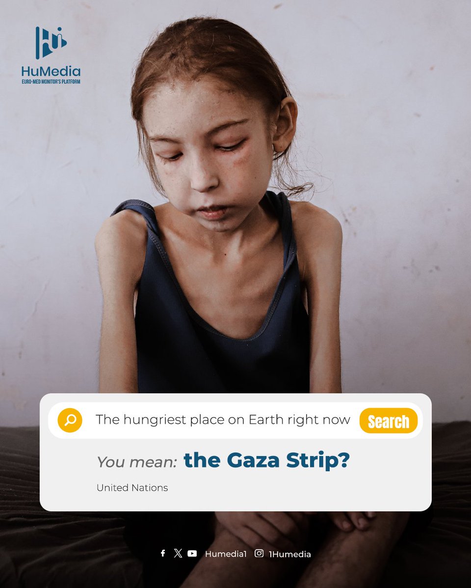 The United Nations has described the #Gaza Strip as the most hunger-stricken area in the world today. It stated that the hunger crisis in the Strip has reached its peak due to #Israel’s continued obstruction of adequate humanitarian aid, along with the severe displacement crisis