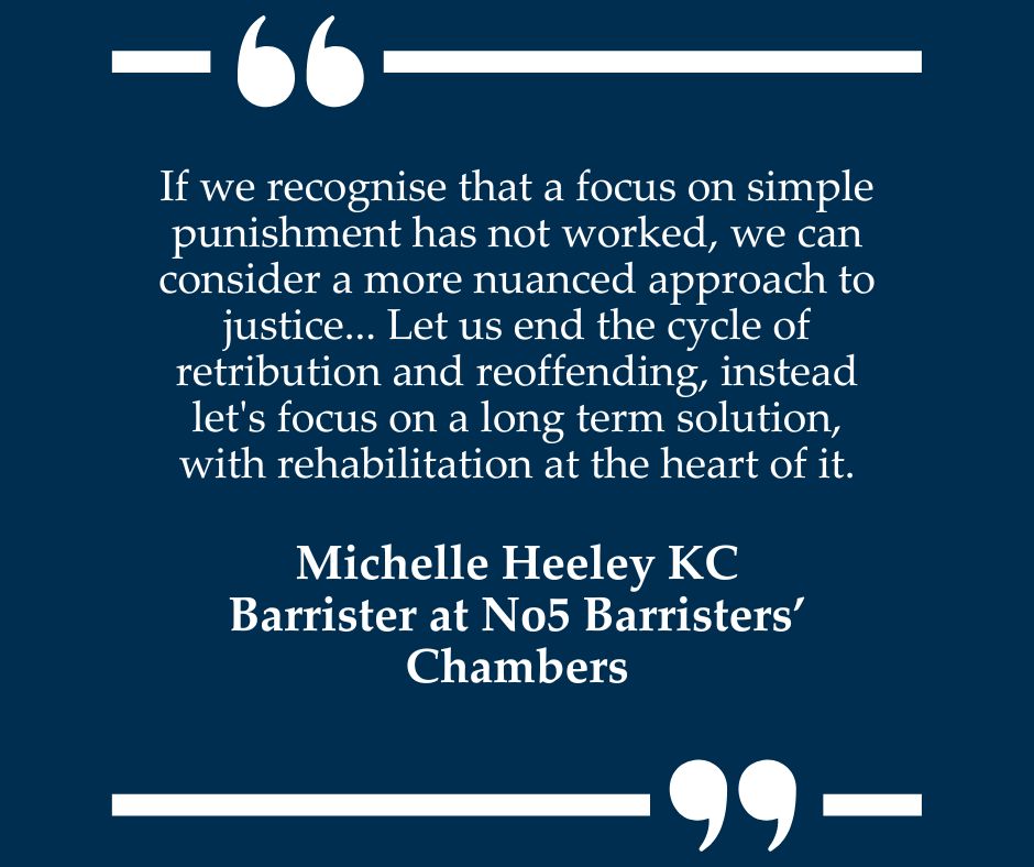 Michelle Heeley KC, who led the Bar Council's submission to David Gauke's sentencing review, responds to the report's recommendations in this new blog. 

Michelle writes: "If we recognise that a focus on simple punishment has not worked, we can consider a more nuanced approach to