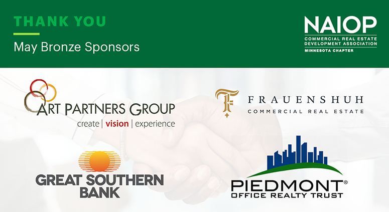 NAIOP Minnesota (@naiop_mn) on Twitter photo 🤝 Big thanks to our May Bronze Sponsors: Art Partners Group, <a href="/FrauenshuhCRE/">Frauenshuh Commercial Real Estate</a>, <a href="/GSBArena/">Great Southern Bank Arena</a>, and Piedmont Office Realty Trust. Your support helps us continue our great work here in Minnesota! 🤝 Big thanks to our May Bronze Sponsors: Art Partners Group, <a href="/FrauenshuhCRE/">Frauenshuh Commercial Real Estate</a>, <a href="/GSBArena/">Great Southern Bank Arena</a>, and Piedmont Office Realty Trust. Your support helps us continue our great work here in Minnesota!