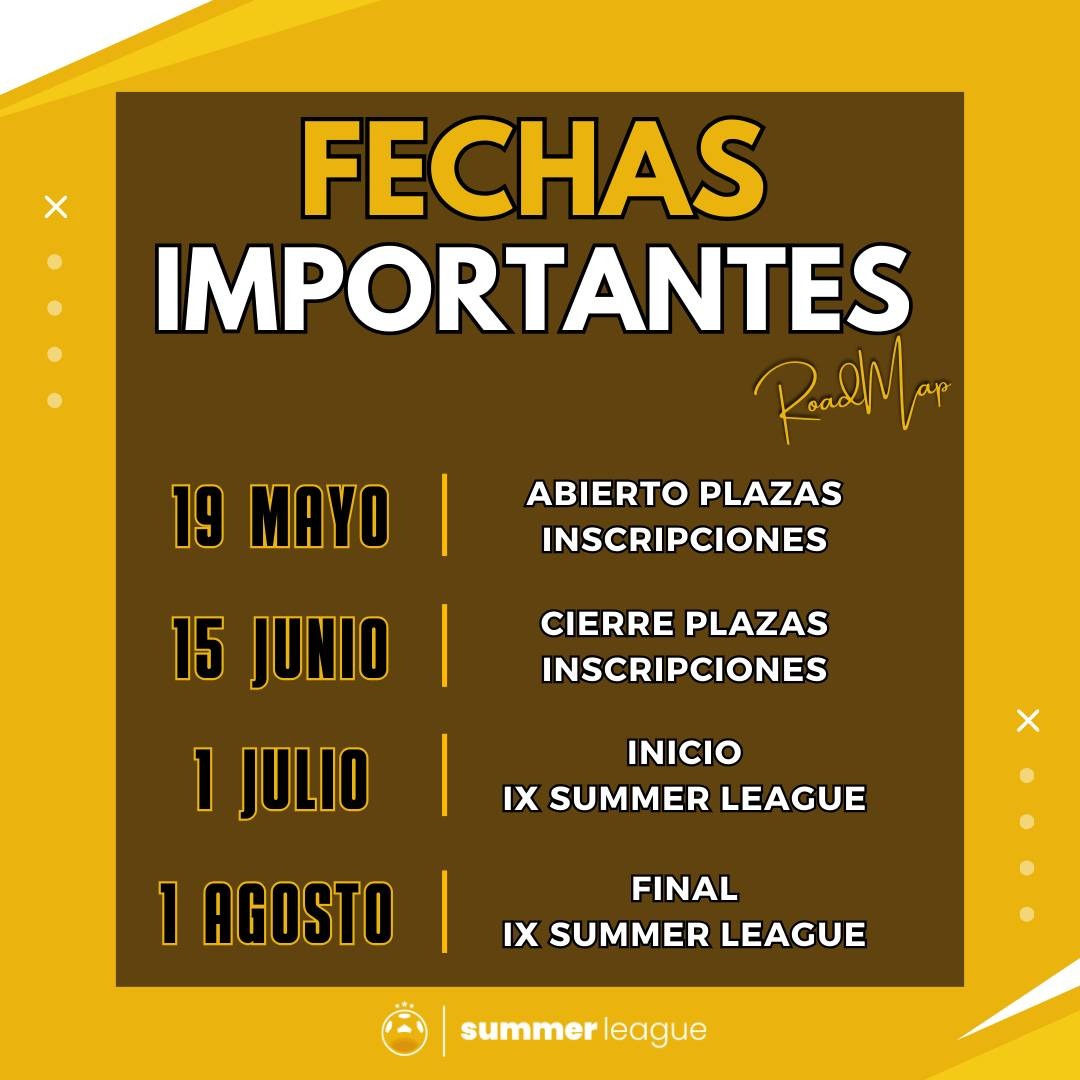 ¡ESTAMOS DE VUELTA! ⚽⠀⠀⠀⠀⠀⠀⠀
Ya está en marcha la IX Edición de la SummerLeague 📣⠀⠀⠀⠀⠀⠀⠀
Inscripciones hasta el 15 de Junio⠀⠀⠀⠀⠀⠀⠀⠀
- Límite de equipos ⚠️
- A partir de 🔞
- De Julio a Agosto 🗓️
- Modo clásico ✍
⠀⠀⠀⠀⠀⠀⠀⠀⠀
#IXEdiciónSummerLeague