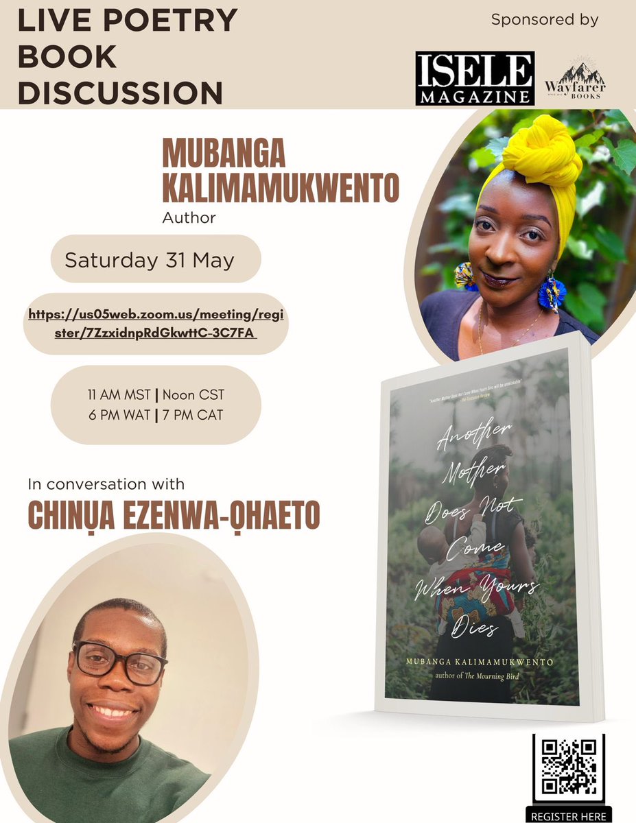 Kasịmma (@kasimmam) on Twitter photo Looking forward to this discussion between these incredible writers: <a href="/ChinuaEzenwa/">Chinụalụmọgụ Ezenwa-Ọhaeto</a> and our beloved <a href="/Idembeka/">Idembeka Creative Writing Workshop</a> Mubanga!
Kindly join us tomorrow:
us05web.zoom.us/meeting/regist… Looking forward to this discussion between these incredible writers: <a href="/ChinuaEzenwa/">Chinụalụmọgụ Ezenwa-Ọhaeto</a> and our beloved <a href="/Idembeka/">Idembeka Creative Writing Workshop</a> Mubanga!
Kindly join us tomorrow:
us05web.zoom.us/meeting/regist…