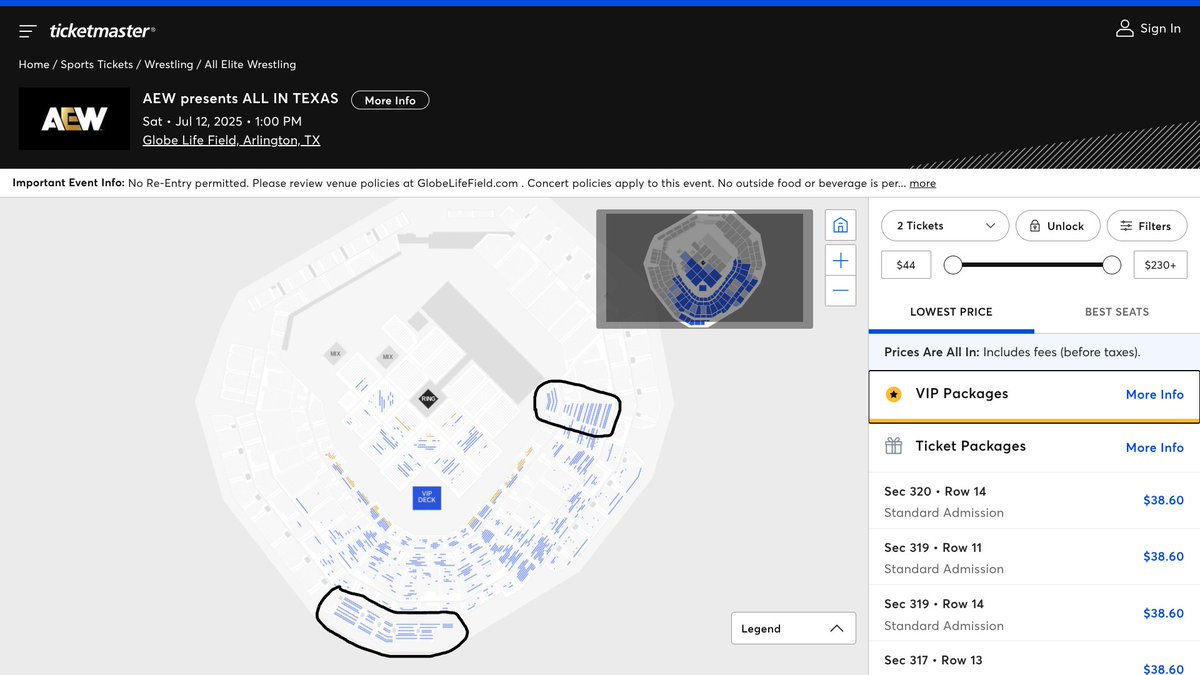 AEW Ticket Map Updates tweet media