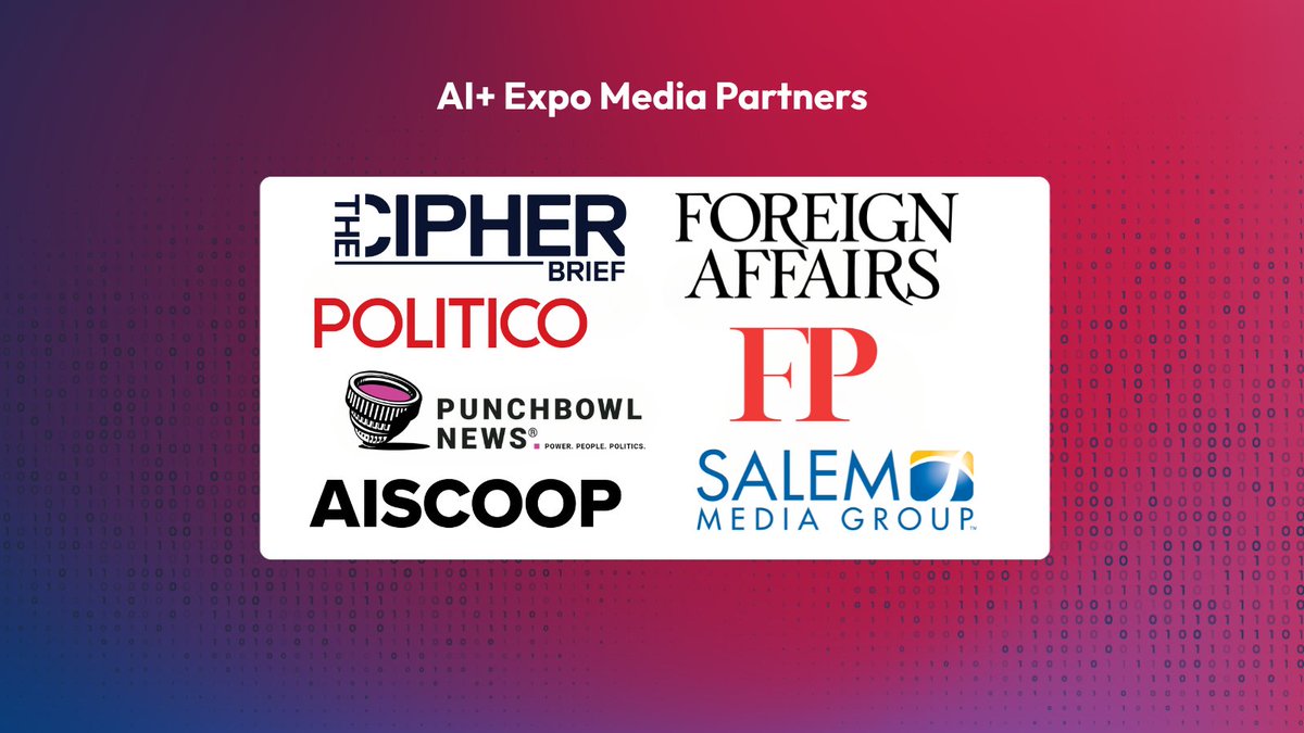 Special Competitive Studies Project (@scsp_ai) on Twitter photo We're excited to announce our media partners for the #SCSPAIExpo25!
A huge thank you to <a href="/politico/">POLITICO</a>, <a href="/PunchbowlNews/">Punchbowl News</a>, <a href="/AIScoopNews/">AIScoop - @aiscoop.bsky.social</a>, <a href="/thecipherbrief/">The Cipher Brief</a>, <a href="/ForeignPolicy/">Foreign Policy</a>, <a href="/ForeignAffairs/">Foreign Affairs</a>, and <a href="/SalemMediaGrp/">Salem Media Group</a> for their support. Their collaboration helps bring critical conversations on AI We're excited to announce our media partners for the #SCSPAIExpo25!
A huge thank you to <a href="/politico/">POLITICO</a>, <a href="/PunchbowlNews/">Punchbowl News</a>, <a href="/AIScoopNews/">AIScoop - @aiscoop.bsky.social</a>, <a href="/thecipherbrief/">The Cipher Brief</a>, <a href="/ForeignPolicy/">Foreign Policy</a>, <a href="/ForeignAffairs/">Foreign Affairs</a>, and <a href="/SalemMediaGrp/">Salem Media Group</a> for their support. Their collaboration helps bring critical conversations on AI