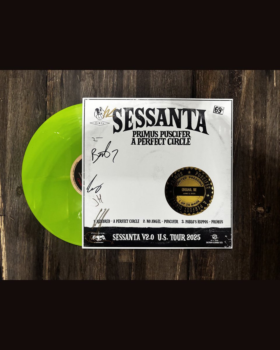 puscifer's tweet photo. Tonight’s Sessanta performance at the Baxter Arena features these exclusive merch items (Doors open at 6:30 pm, show starts at 8 pm sharp). #sessanta #puscifer https://t.co/o0Gnxd7qAu