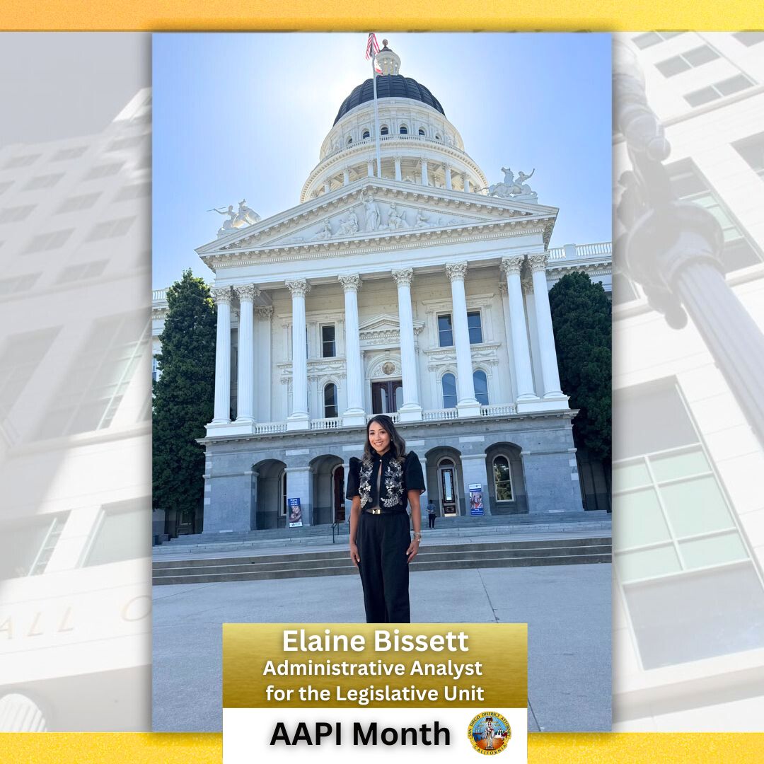 SDDistAtty's tweet image. We are still celebrating #AAPImonth! Meet the Legislative Unit’s Administrative Analyst Elaine Bissett and the important work she does for the @SDDistAtty and the laws that are implemented throughout the state: danewscenter.com/?p=8725