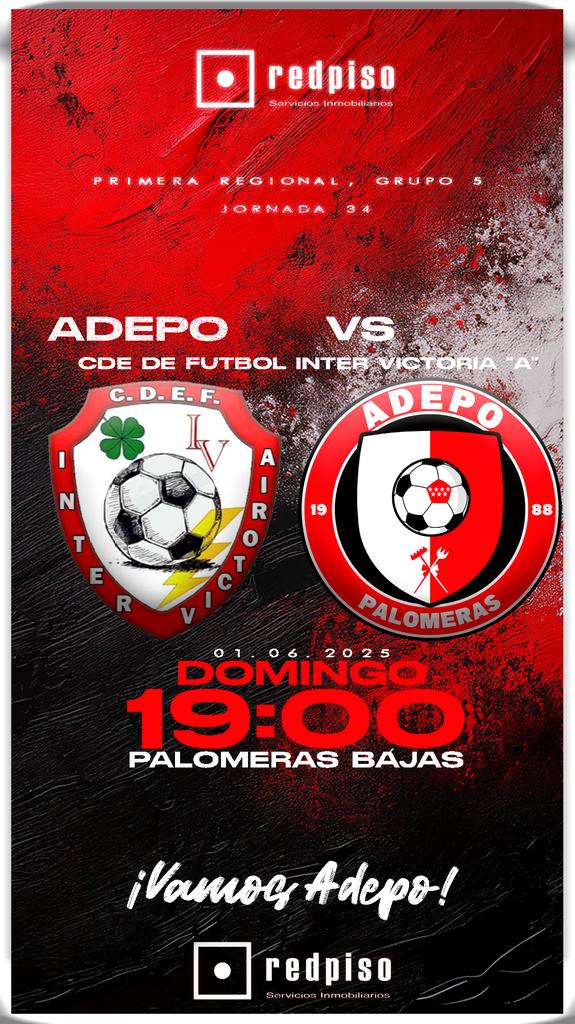 ⚽🕐 𝗛𝗢𝗥𝗔𝗥𝗜𝗢 | 🔴⚪ #FútbolRegional #Madrid

🆚️  <a href="/cfintervictoria/">CDEF INTER VICTORIA</a> A
🏆| <a href="/RFFM_oficial/">RFFM</a> , 1ª Reg. Gr. 5, J-34
📅| Domingo, 1 de junio,
1️⃣9️⃣:0️⃣0️⃣
🏟| Palomeras Bajas

#VAMOSADEPO ❤️🤍

#SomosDiablos 😈 
#OrgulloDeBarrio💪