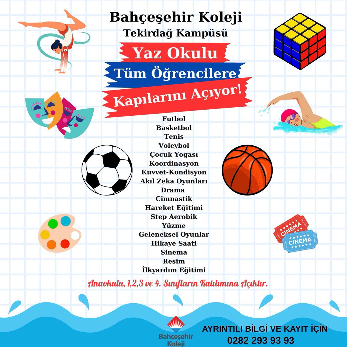 🏀🎨🎶🏊‍♀️Tekirdağ Bahçeşehir Koleji Yaz Okulu bu sezon kapılarını tüm öğrencilere açıyor! 

Keşfetmek, Öğrenmek ve Eğlenmek için #SıraSende 🫵🏻

📞 Detaylı bilgi ve iletişim için; 

02822939393 ve 
05538350093 numaralı telefon üzerinden bilgi alabilirsiniz.