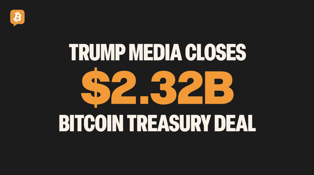 🇺🇸 Trump Media has closed a $2.32 billion #Bitcoin treasury deal, making  it one of the largest among publicly-traded U.S. firms.