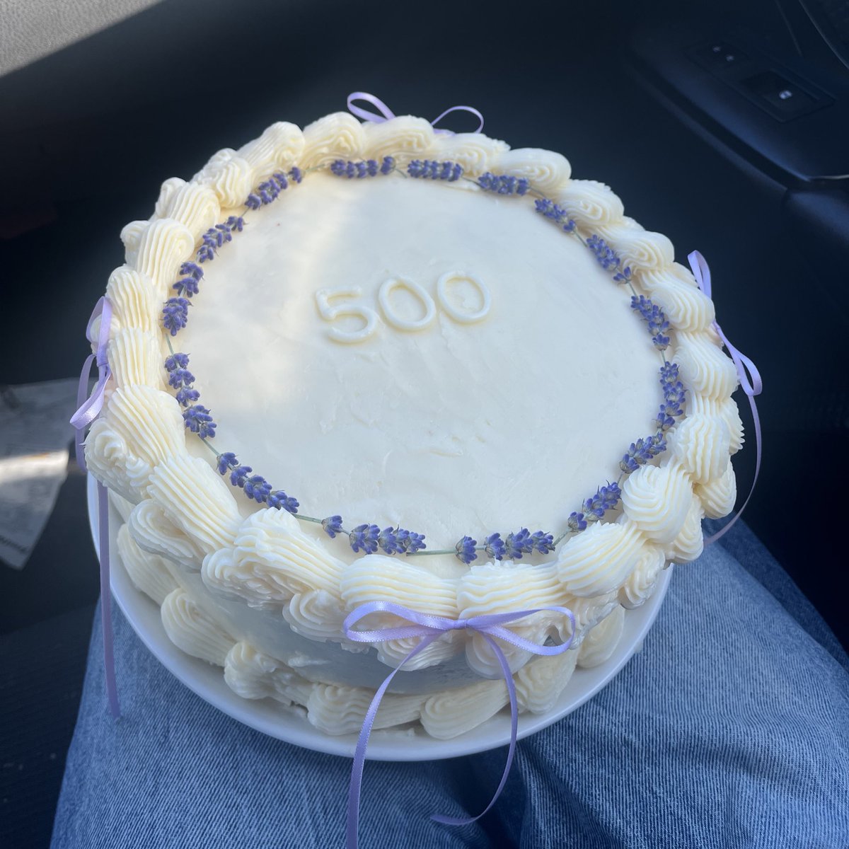 digitaluver's tweet photo. Lemon lavender cake with a lemon curd filling and Swiss meringue buttercream to celebrate 500 Google reviews at work!  🍋🪻(I’ve never made a cake) https://t.co/yp0atNavZr