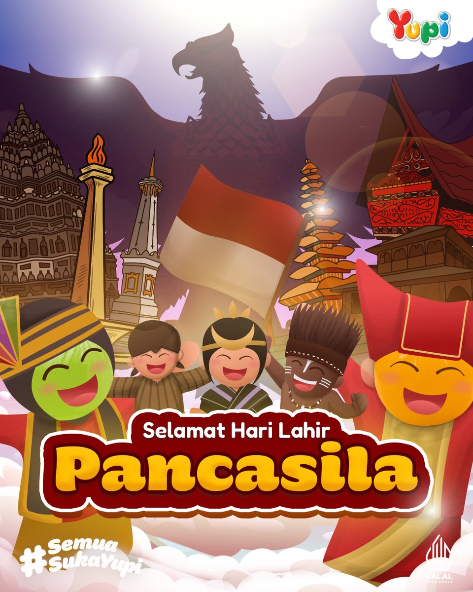 ✨ Pancasila tuh vibes-nya: damai, adil, dan saling support 💛
Selamat Hari Lahir Pancasila, semoga semangatnya makin nempel di hati anak muda!

#SemuaSukaYupi
#KenyalnyaBikinHepi
#GummyMerekYupi