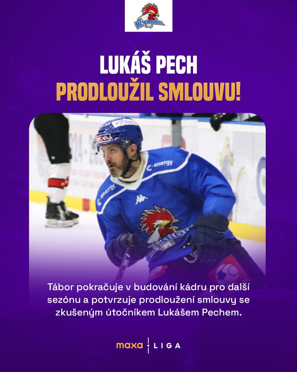 Lukáš Pech pokračuje v Táboře! ✍️ Zkušený útočník zůstává i pro další sezonu v Maxa lize
 
#maxaliga | #maxanovinky