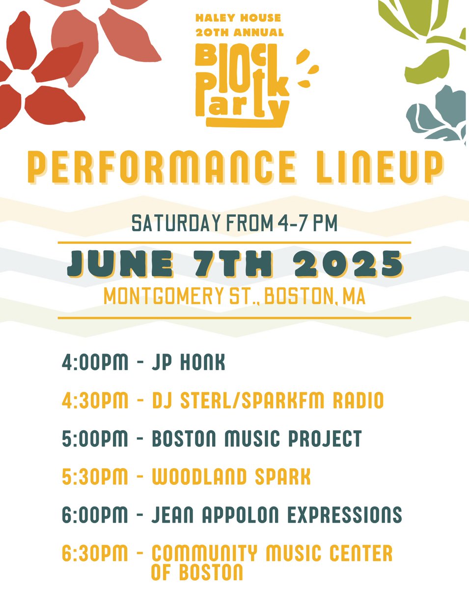 Introducing our 2025 Block Party performers! Join us on June 7th to experience this lineup of amazing local performers and dance with the Haley House community on Montgomery Street! Get your tickets today at wedoauctions.com/app/public/bid… 🎶

#HaleyHouse #BlockParty #BostonEvents