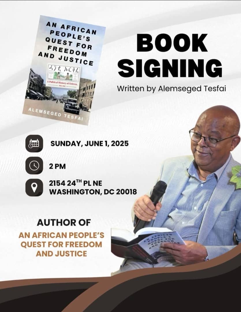 #Eritreans and those interested in #Eritrea + #Ethiopia + #HornOfAfrica residing in the greater #DMV area, please make sure to catch the book talk below, get your copy and have it signed by the author, the incredible Alemseged Tesfai.