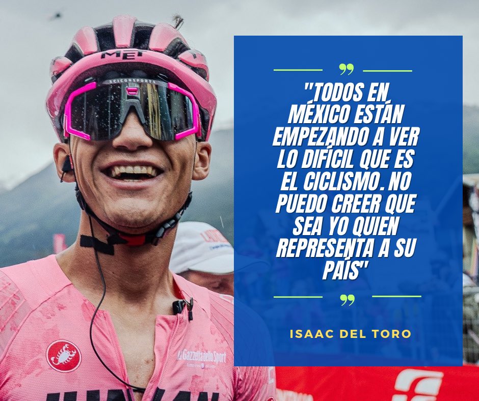 LaformulaesO's tweet image. ¡Todo México está con Isaac del Toro! 👚👏🏻
A falta de dos etapas, se mantiene líder en el Giro de Italia. 🇲🇽 🚲