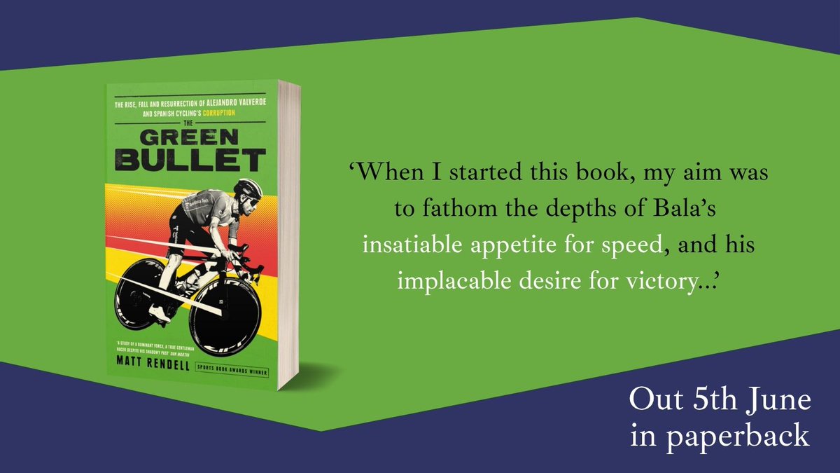 Excitement <a href="/SevenDialsBooks/">SevenDials</a> for the publication of Sports Book Award shortlisted THE GREEN BULLET, a gripping examination of success and corruption in the world of cycling. From award-winning journalist and commentator <a href="/mrendell/">Matt Rendell @mattrendell@indieweb.social</a>, available 5th June in paperback!