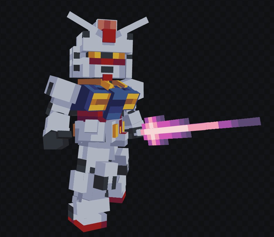 YYbwr's tweet image. Gundam Rx78 #blockbench #pixelart #lowpoly #Minecraft #Gundam