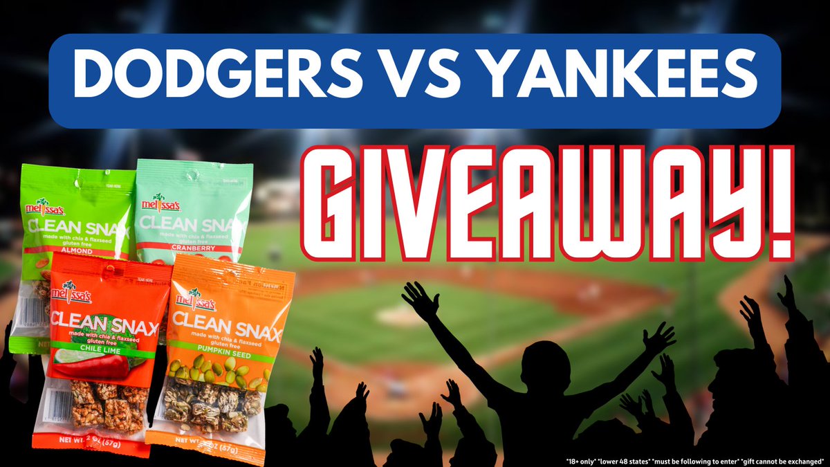 MelissasProduce's tweet image. This weekend at #DodgerStadium: @Dodgers vs @Yankees World Series Rematch! 💪⚾️

We're kicking off the series with a #CleanSnax giveaway 🥳👏 Share this post &amp;amp; click the link below to claim your free sample! ⬇️

trycleansnax.com/special-offer1…

#MelissasProduce #LetsGoDodgers #RepBX