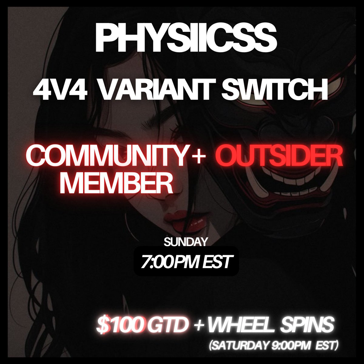 🚨Looking for OUTSIDERS🚨 

🗓️Sunday, June 1st 7:00pm EST
✔️DM me for form