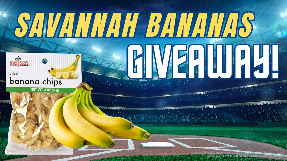 Melissa's Produce (@melissasproduce) on Twitter photo BANANA BONANZA IS HERE! βΎοΈπ
The <a href="/TheSavBananas/">Savannah Bananas</a> are visiting the Big A this weekend & we're giving away a banana prize pack π enter below for your chance to win!
π Share & like this post
π Reply with #BananaBonanza
π Tag a friend
#MelissasProduce #BananaBall #giveaway BANANA BONANZA IS HERE! βΎοΈπ
The <a href="/TheSavBananas/">Savannah Bananas</a> are visiting the Big A this weekend & we're giving away a banana prize pack π enter below for your chance to win!
π Share & like this post
π Reply with #BananaBonanza
π Tag a friend
#MelissasProduce #BananaBall #giveaway