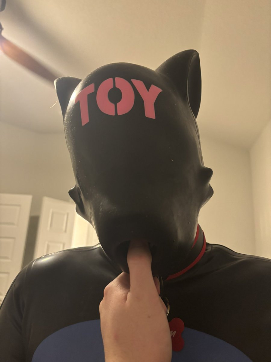 LatexMini's tweet image. Playing with my pup Gelum, keeping it caged, and sealed in rubber as my toy should be