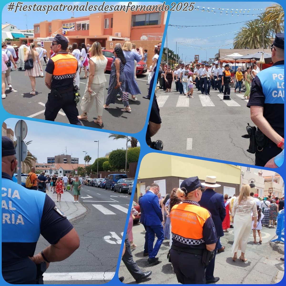 🚨🚔 Acompañando a las imágenes de San Fernando y la Virgen del Carmen, por las calles de San Fernando

Uno de tantos actos👨‍✈️👮‍♀️👨🏼‍🚒👩‍🚒, garantizando el pleno disfrute de las  #fiestaspatronalesdesanfernandodemaspalomas2025

#maspalomas+segura
<a href="/policianacional/">Policía Nacional</a> 
<a href="/protecivilSBT/">ProteccionCivilSBT</a>