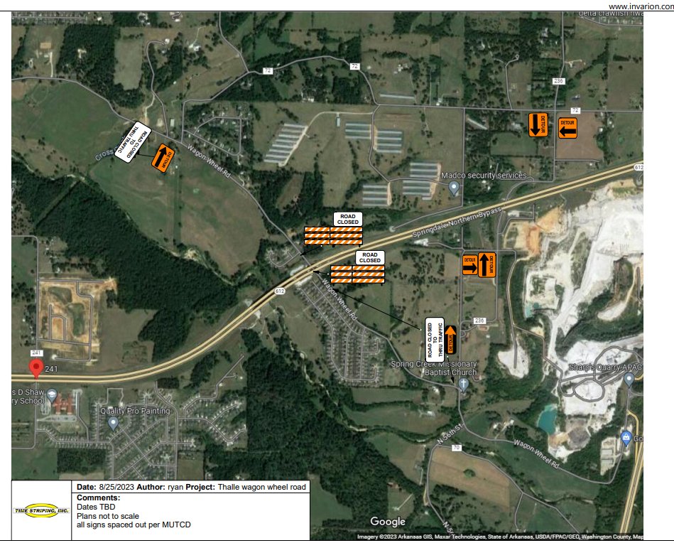 Road will be close by the intersection of Wagon Wheel Rd &amp; Arrowhead Cove Starting on Monday June 2 to Friday June 13.  Please see map for more information