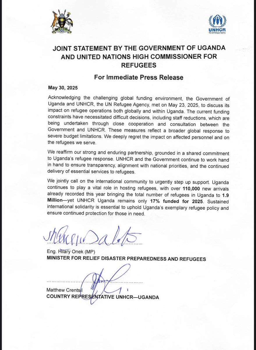 Important message from the Minister for Relief Disaster Preparedness and Refugees