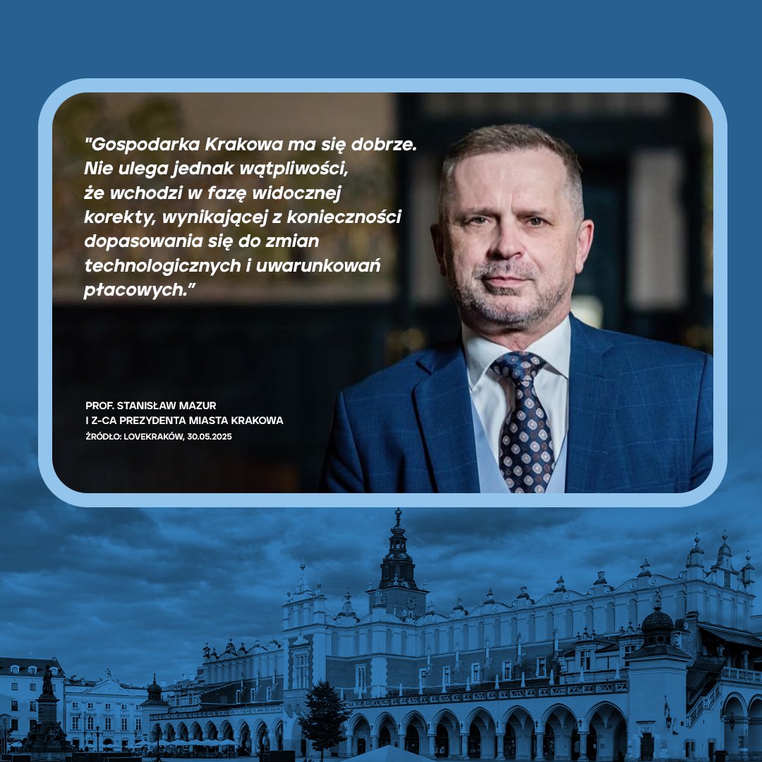 Jak zmienia się krakowska gospodarka – i jak miasto może na te zmiany odpowiedzieć? O wyzwaniach, przed którymi stoimy: rosnących kosztach pracy, ryzykach zwolnień, wpływie sztucznej inteligencji, potrzebie nowych kompetencji i przekształceniu Krakowa z centrum usługowego w