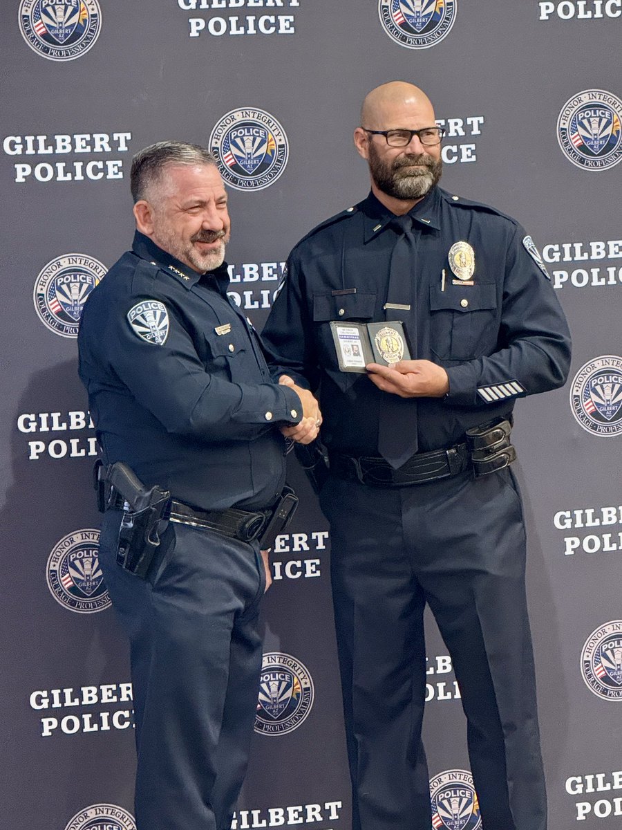 BrigetteDP's tweet photo. Very big Congratulations to Lt Chris Timmins on his retirement from Gilbert Police and a 25 year career in law enforcement! My husband and I loved being part of his retirement event yesterday afternoon. 🖤💙🖤 https://t.co/qcWIpWprDa
