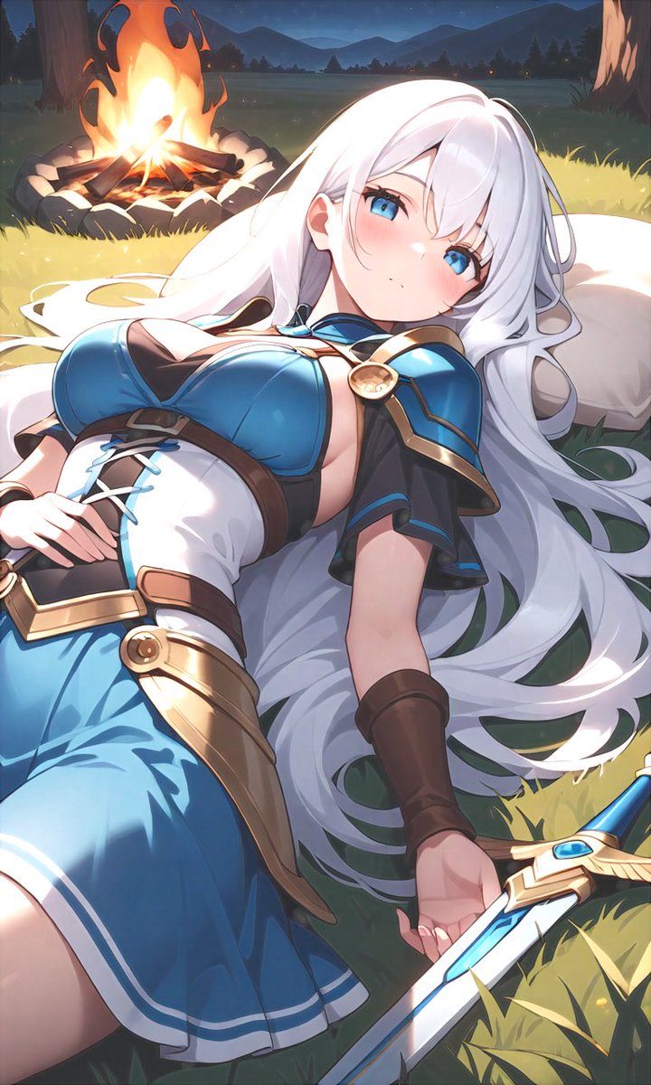 Inner_Garden_'s tweet image. 話し相手

「ちょっとぉ〜、先に寝ないでくれない？まだ話途中だから…私が寝てから、寝てくれる？女性を1人っきりで、こんな平原で見張りをさせるわけ？貴方は、私が襲われてもいいって言うの？…って、う・そ・よ！」
#SomeoneToTalkTo #DoNotSleep #Valkyrie #AIイラスト #AIart #PixAI