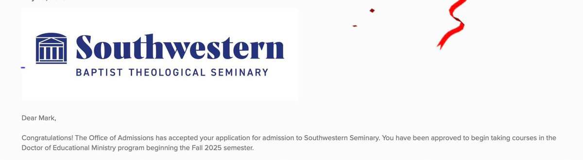 Excited to continue my studies at <a href="/SWBTS/">Southwestern Seminary</a>. Thankful for our SBC seminaries,  and the support of <a href="/BradleyGraves/">Brad Graves</a> and FBC Ada. 
Dr. Pickel coming soon!