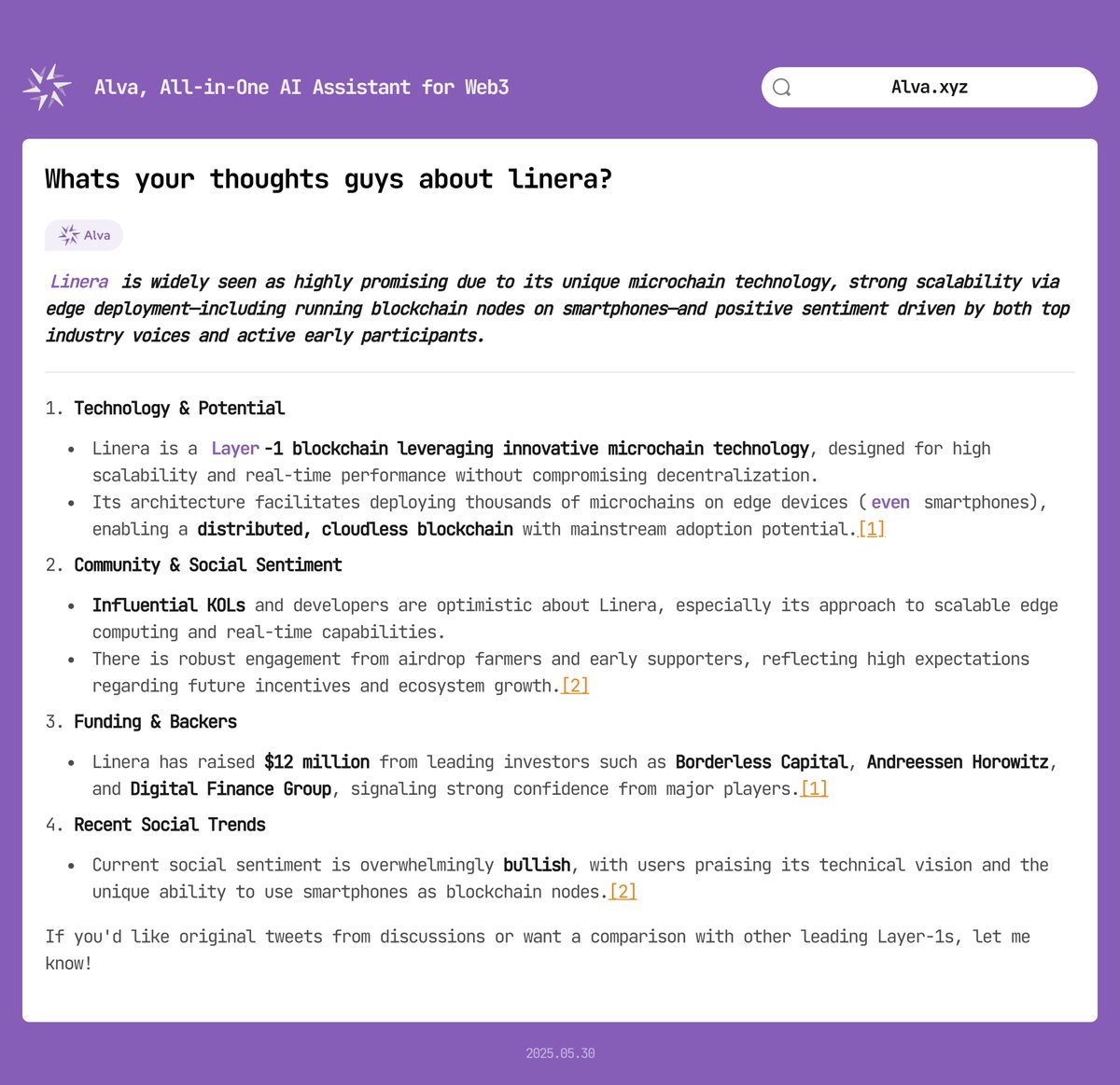 LunexaWeb3's tweet photo. @AXE_AIRDROP Linera’s microchain tech is taking blockchain scalability to the next level—imagine running a node on your phone! 🔥

 Got your eyes on game-changers like this? 
Discover real-time crypto insights first with AlvaApp https://t.co/NOJ9UA7Okt