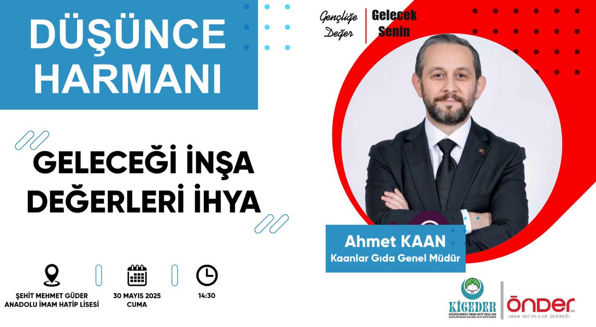 ahmetkaan79's tweet photo. “Düşünce Harmanı” programı kapsamında genç kardeşlerimizle bir araya geldik.

“Geleceği İnşa, Değerleri İhya” başlığı altında; ahlak, sorumluluk ve liderlik üzerine verimli bir sohbet gerçekleştirdik.

Katılımları ve içten ilgileriyle bizlere umut aşılayan tüm gençlere, ayrıca organizasyon için KİGEDER ve ÖNDER’e teşekkür ediyorum.

📍 Şehit Mehmet Güder AİHL
📅 30 Mayıs 2025 | Cuma