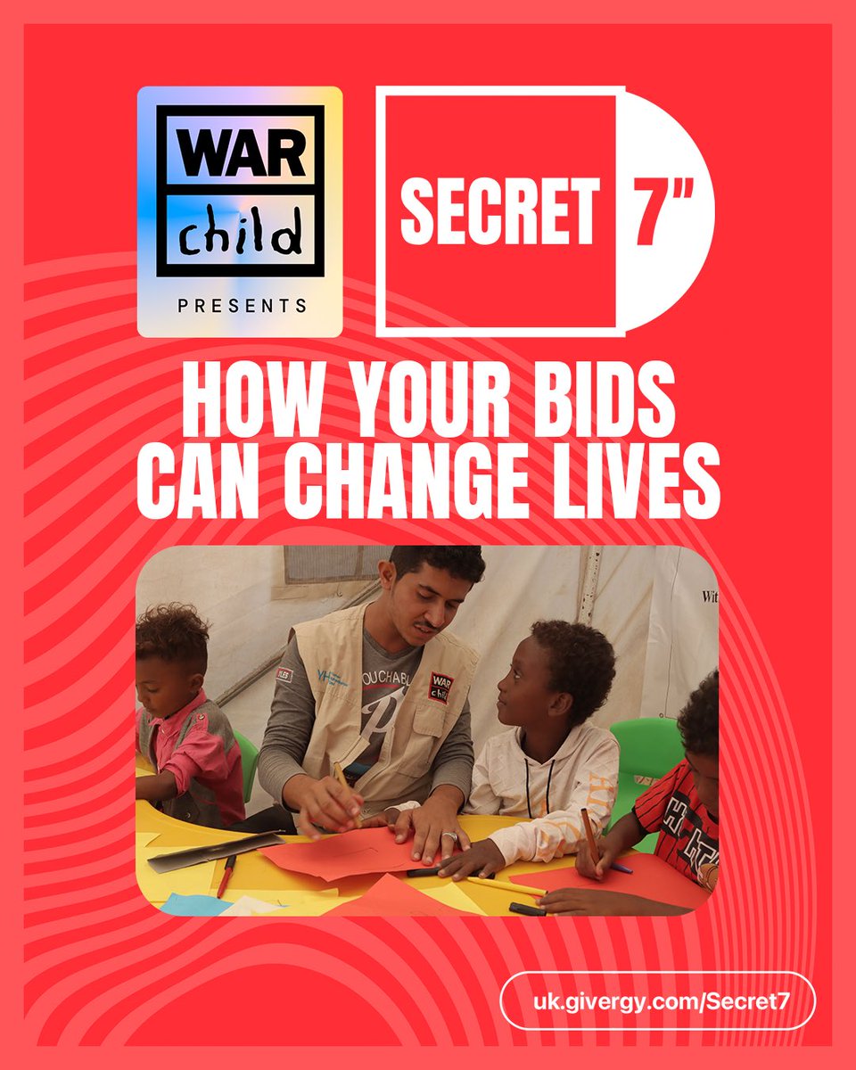 Secret7s's tweet image. There&apos;s still time to bid in the Secret 7” 2025 auction before it closes this Sunday. Every bid helps @WarChildUK be there for children affected by conflict.

Place your bids now for your chance to own a one of a kind piece of art and help make a difference 🔗
