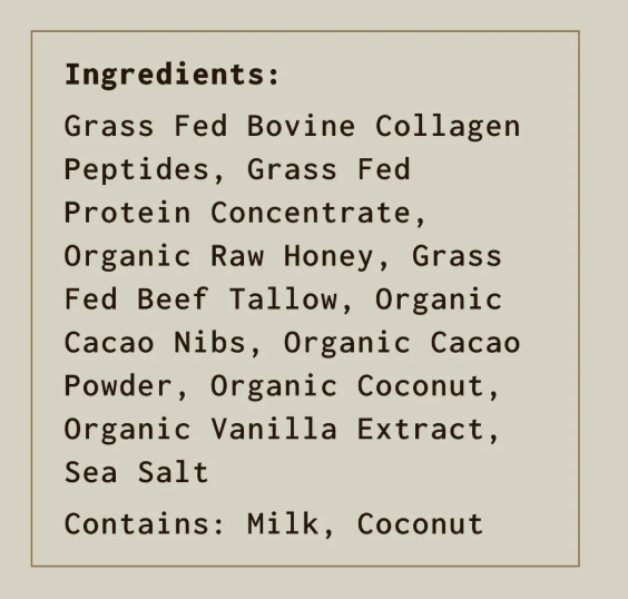 thegarybrecka's tweet photo. I picked these up the other day and gave them a look, super impressed, and tasted good too. 

✅ Ingredients: Grass-fed collagen peptides, beef tallow, raw honey, cacao, coconut, sea salt… all real, whole foods your body knows how to use.
💥 No seed oils. No gums. No fake fibers. No hidden additives. No “natural flavors” mystery.

Why it matters:

Grass-Fed Collagen & Beef Tallow: Bioavailable amino acids that support your skin, joints, and gut lining.

Raw Honey: Nature’s sweetener with antimicrobial benefits, not ultra-processed sugar or syrup.

Organic Coconut & Cacao: Healthy fats and polyphenols, supporting brain health and reducing oxidative stress.

Sea Salt: Real electrolytes for hydration, not just sodium chloride stripped of minerals.

When you're running hard, traveling, or need real fuel on the go, this is the kind of bar I’d reach for.

Bottom line?
If you care about performance, longevity, and clean living… this beats 95% of what’s on the market.