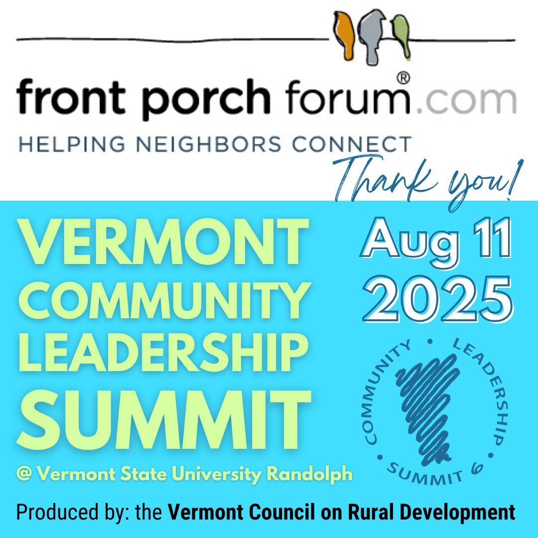 VT Council Rural Dev (@vtruraldev) on Twitter photo Thank you to <a href="/frontporchforum/">frontporchforum</a> for supporting our upcoming Community Leadership Summit! From a 2022 Summit participant: "There are so so many individuals working towards change in communities of all sizes and it invigorates me to continue on this work." vtrural.org/summit Thank you to <a href="/frontporchforum/">frontporchforum</a> for supporting our upcoming Community Leadership Summit! From a 2022 Summit participant: "There are so so many individuals working towards change in communities of all sizes and it invigorates me to continue on this work." vtrural.org/summit