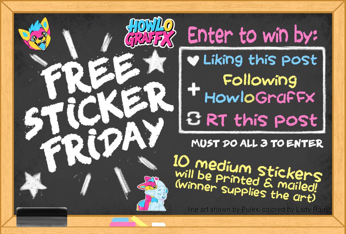 ✨️FREE STICKER FRIDAY!✨️

The winner selected tomorrow via a generator. Please read the rules and follow them to enter successfully.

We're also open for business at t.me/HowloGrafFX Convention season is HERE get some stickers ready for your next event!