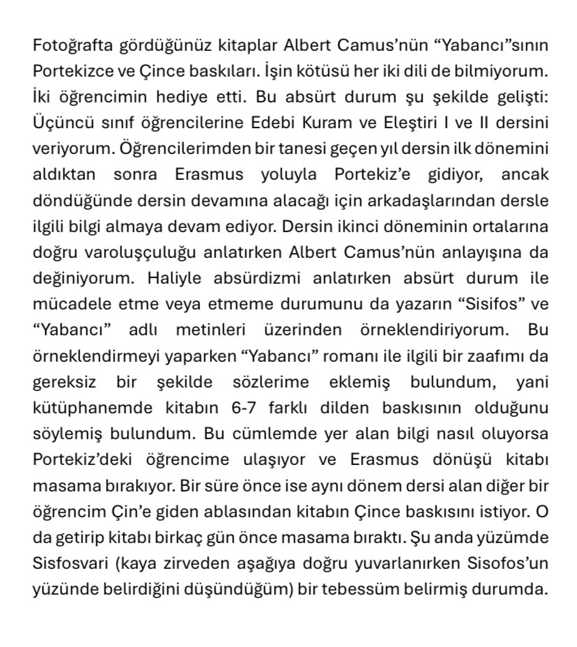Camus’nün “Yabancı” romanının masamdaki Çince ve Portekizce baskılarının absürt hikayesi…