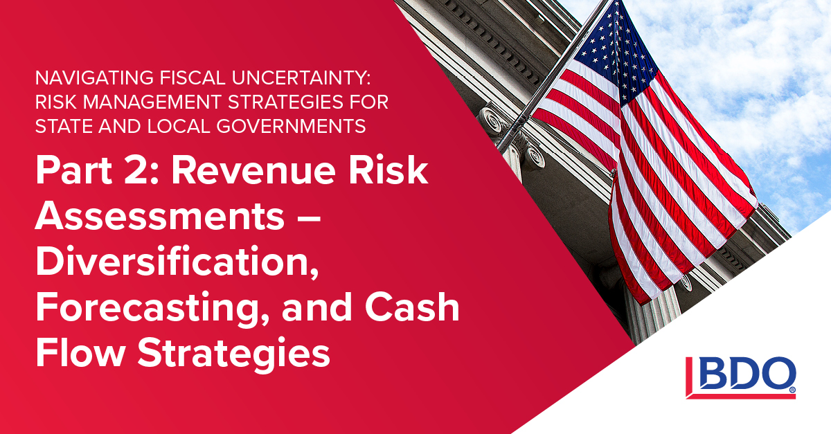 BDO_USA's tweet image. Discover how state and local governments can navigate fiscal uncertainty with effective revenue risk assessments. Learn strategies for diversification, forecasting, and cash flow management in Part II of our series: bdousa.com/3Z48rij
#StateAndLocal #RevenueRisk