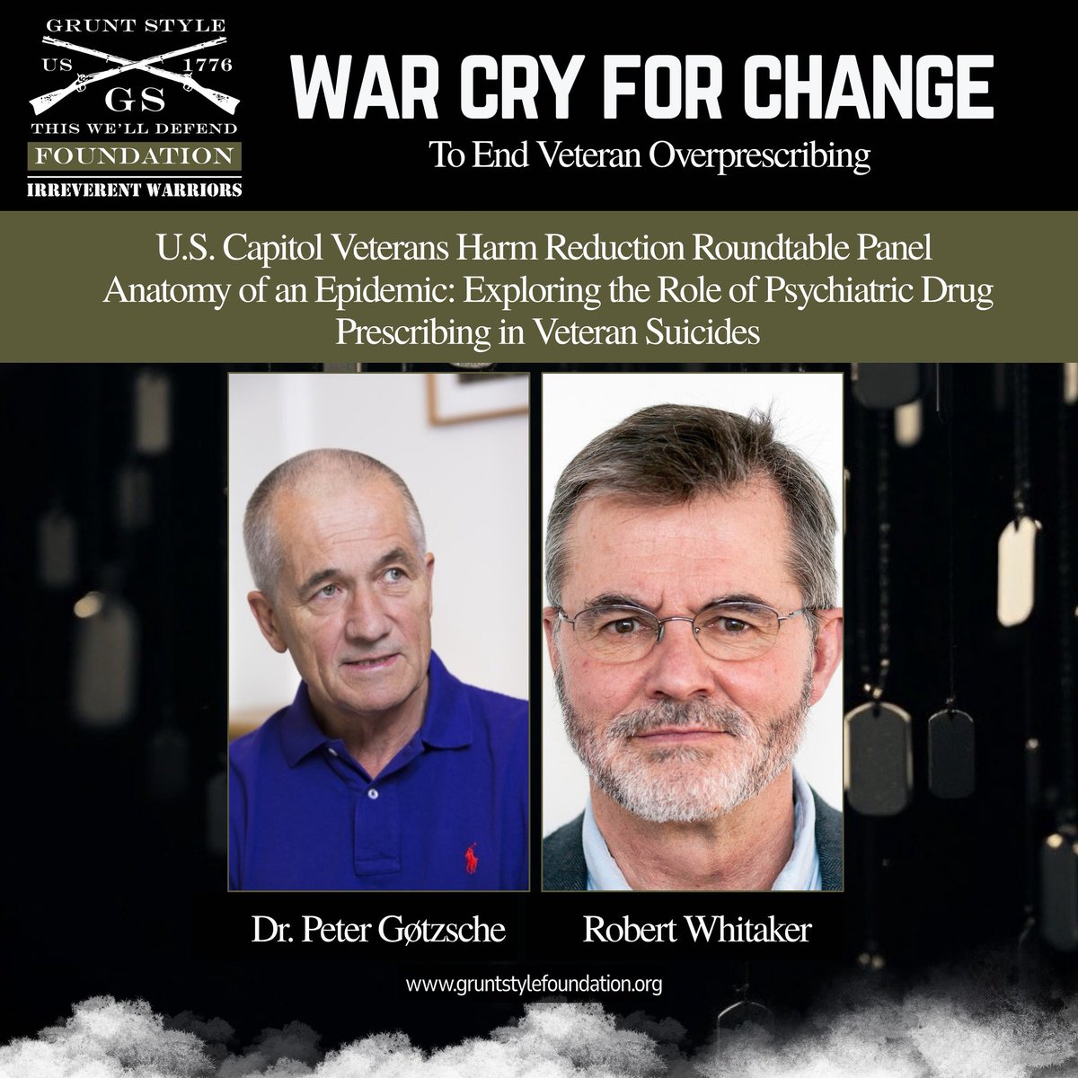 🎯 INTRODUCING OUR EXPERT SPEAKERS 🎯

Join renowned industry experts Dr. Peter Gøtzsche and Robert Whitaker at our U.S. Capitol Roundtable for the War Cry for Change Summit on June 5th. These leading voices in medication harm reduction will bring
critical insights to our mission