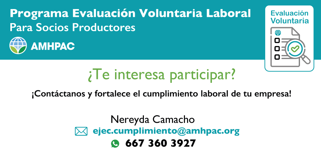 Identifica el nivel de cumplimiento de tu empresa, así como áreas de oportunidad en las obligaciones contenidas en la Ley Federal del Trabajo y la Ley del Seguro Social, conoce más sobre la Evaluación Voluntaria Laboral AMHPAC🔍

Contáctanos para más información 📲