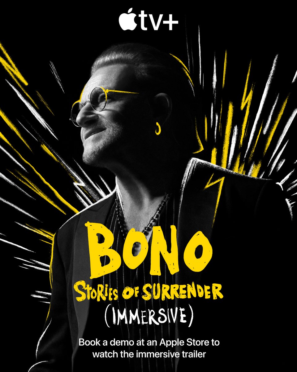 Bono: Stories of Surrender (Immersive) is the first feature-length film available in Apple Immersive Video on Apple Vision Pro, placing viewers onstage with Bono.

Book a demo to watch the immersive trailer in Apple Stores where Vision Pro is available. apple.co/4hF574N