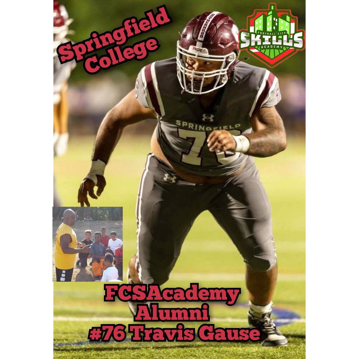 🔥🔥🔥 Congrats to our Football City Skills Academy's Alumni Offensive Lineman Travis "Travis" Gause. He Brought his Talents to Springfield College Congrats, Trav!!! The Grid Don't Stop!!!💯